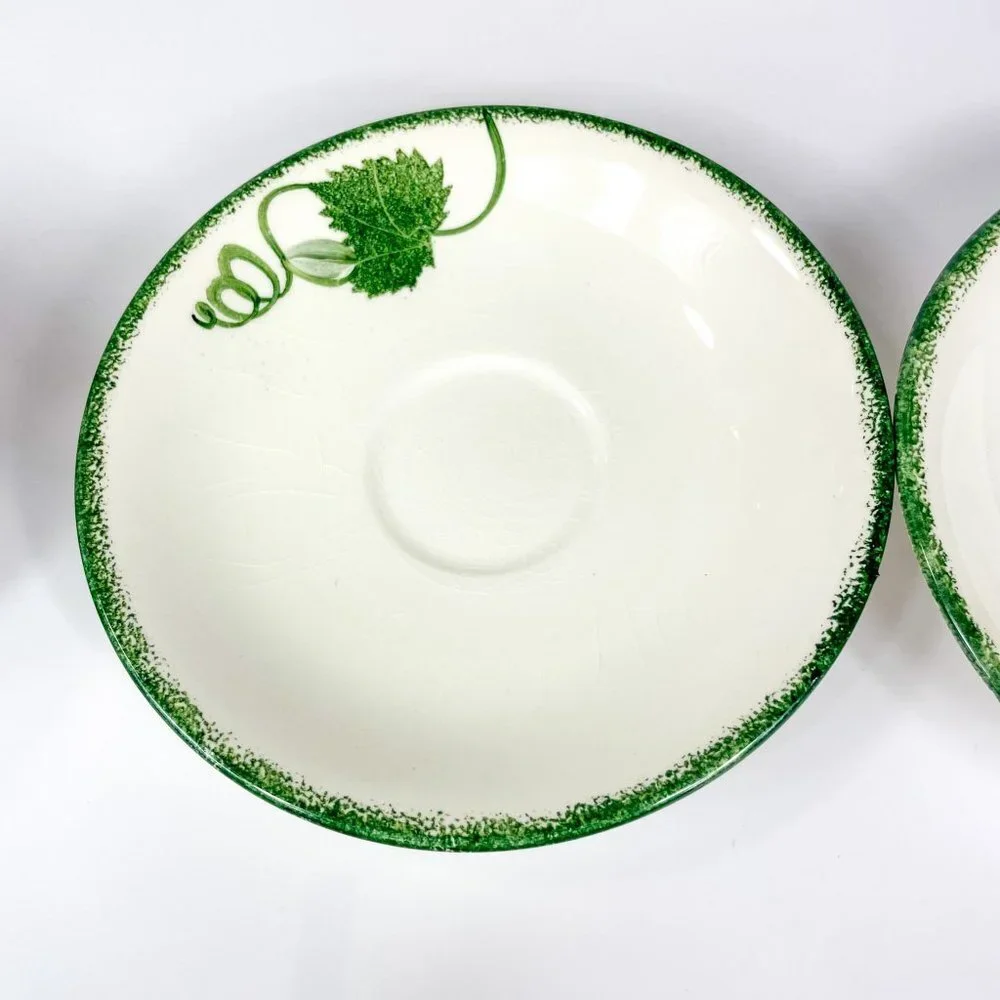 Poole Pottery Green Leaf Breakfast Cup and Saucer 2 sets